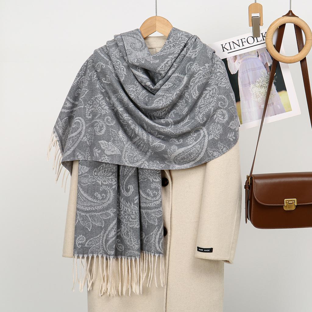 Fashion Jacquard Pashmina Scarf Tassels  Style Big Shawls Woman Autumn Warm Wraps Cape Female Thick Blanket 185*70cm