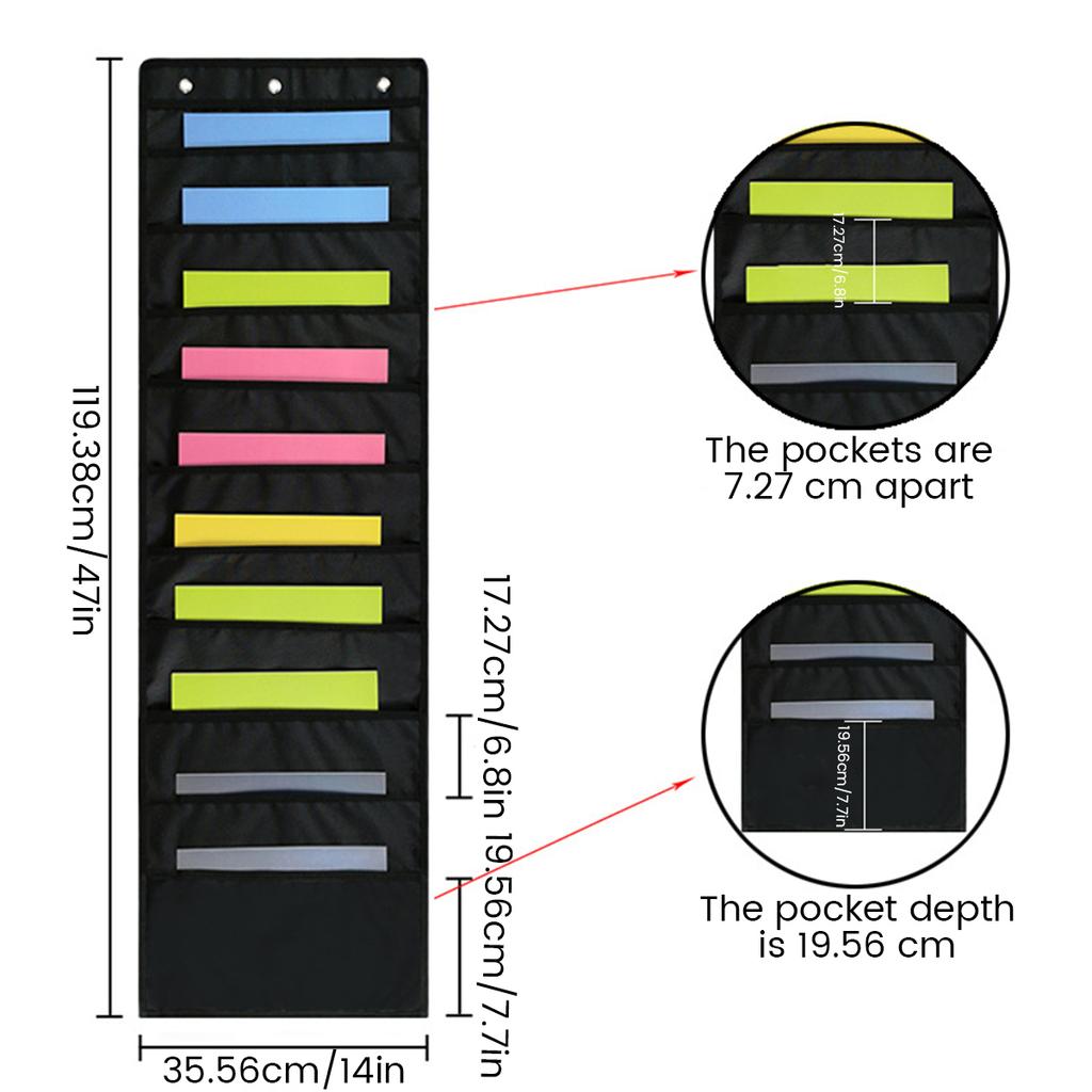 Hanging File Folder Organizer Over The Door File Organizer Wall Mounted 10 Paper Storage Pockets Chart for Home Office Classroom
