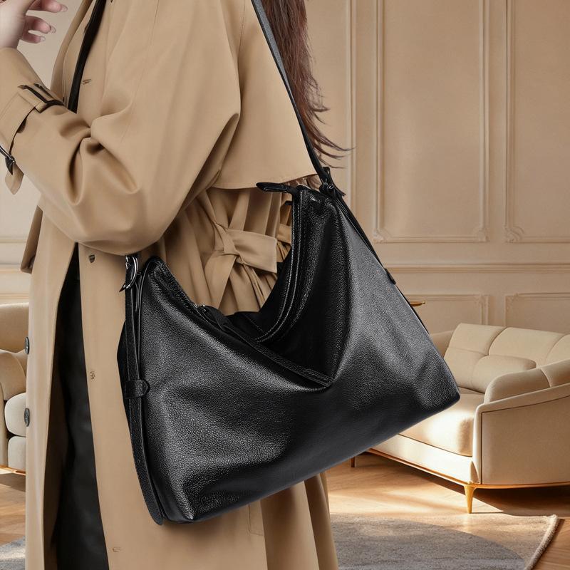Vintage Top Layer Cowhide High Casual Bag High-End Versatile Shoulder Underarm Bag New Trendy Tote Bag Genuine Leather Bag