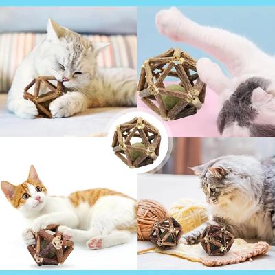 Catnip Toys Interactive Pet Toys Cat Bell Balls Cat Sport Chew Toy Puzzle Mint Ball Kitten Cleaning Teeth Cat Toy for Indoor Cat