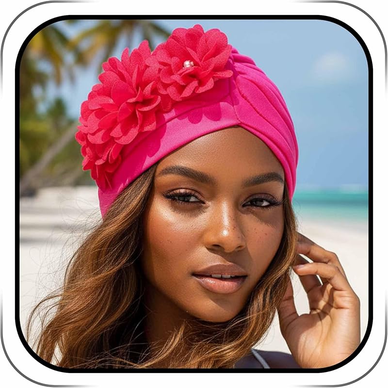 Headwrap Hair Turbans African Turban Flower Pearl Crystal Twisted Head Turban for Women Fashion