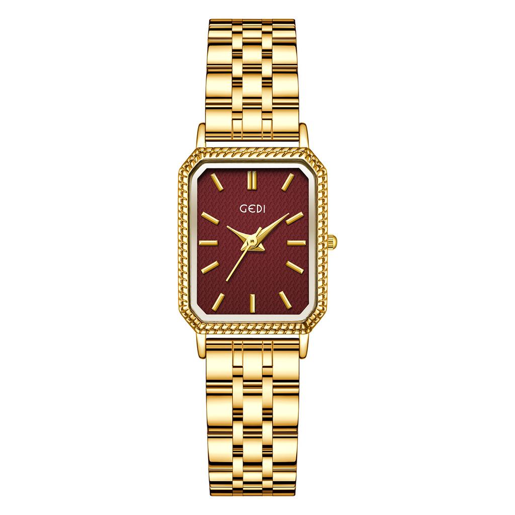 Europäische und Amerikanische Minimalistische Metall-Quadratuhr, Retro-Damenuhr mit Quarzwerk