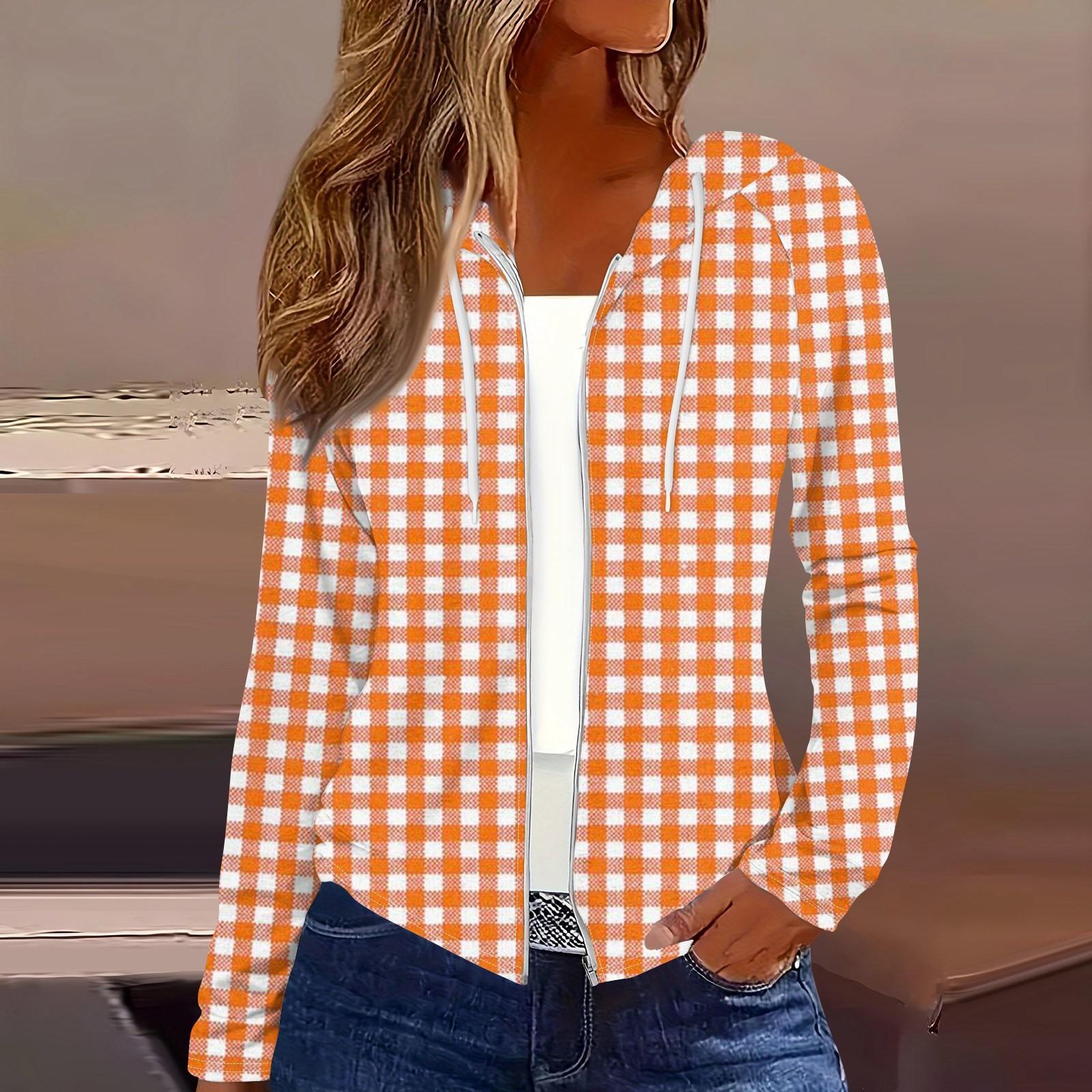 Женская мода повседневная застежка-молния с капюшоном и принтом с длинным рукавом — фото 14