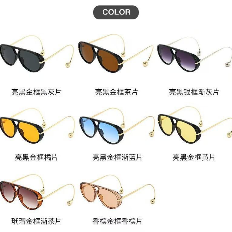 Internet celebrity new pendant sunglasses men's European and American fashion oval sunglasses ultra-light driving toad glasses