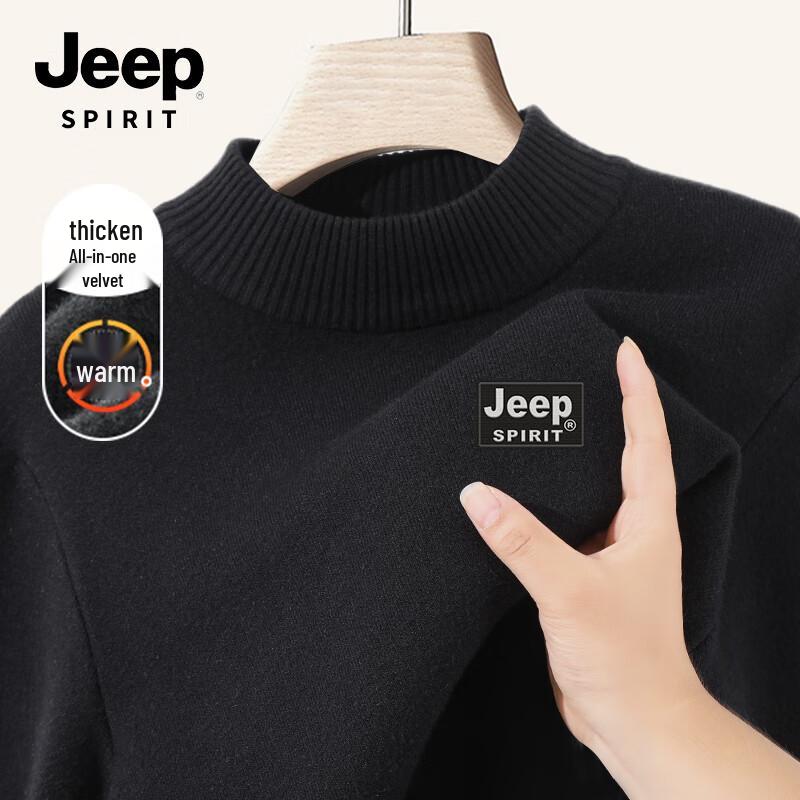 JEEP SPIRIT Herren Winter Warmer Strickpullover mit halbem Stehkragen