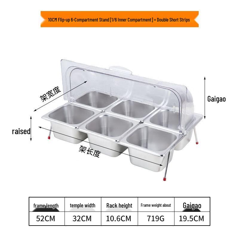 Stainless Steel Square Multi-Compartment Buffet Serving Dish