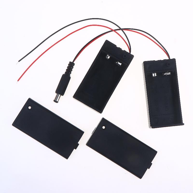 Black 9V Battery Box With Cover And ON/OFF Switch With Cable And DC Head Replacement 9V Battery Case DIY Accessories