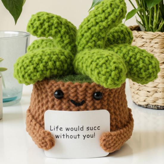 Crochet Cactus Potted Plants, Handmade Knitted Cactus for Home Office Car Decoration, Decorative Plants for Lasting Beauty, Gift for Women Family
