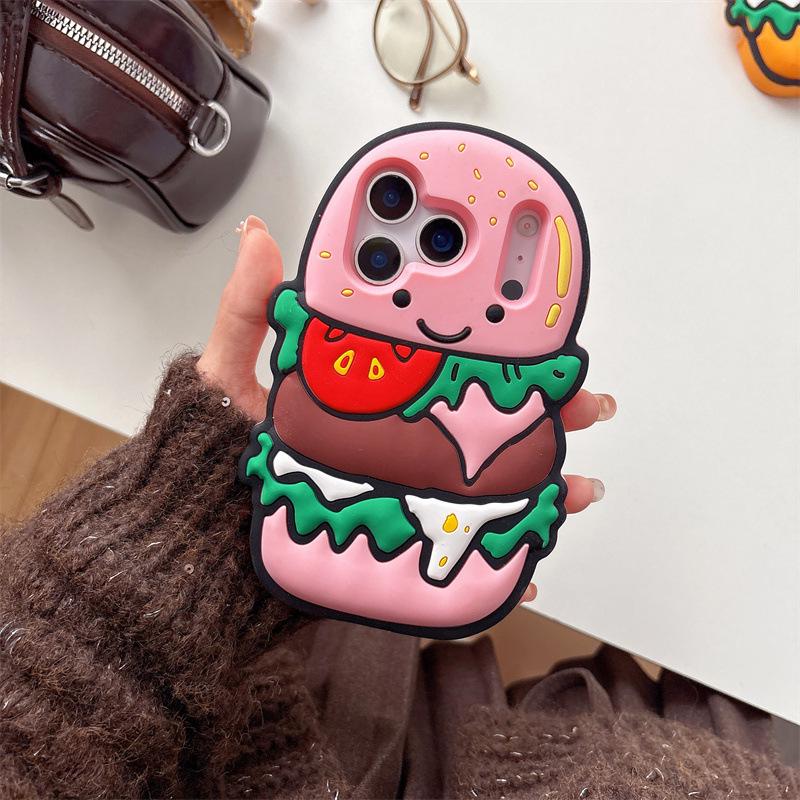 

3D Cartoon Burger Emoji iPhone Case for iPhone 15/16/17 Promax and 12/13/14 Models 16 Pro Max