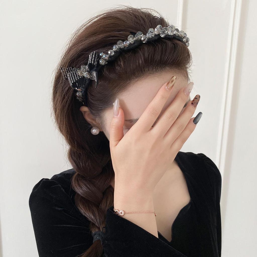 Original Star Dai Lu Crystal Bow Wave Women's Headband - High-End Display Teeth & Small Face Design