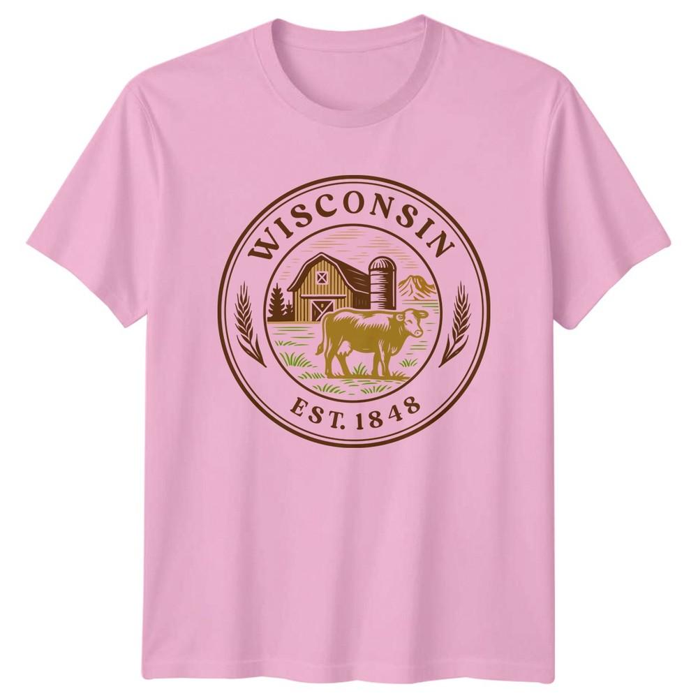 Wisconsin Est 1848 Farm Design TShirt State Seal Dairy Farm Gift For Him And Her