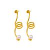 Fashionable Threaded Stainless Steel Pearl Earrings - Simple European & American Style