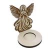 Wooden Figurine with Candle Holder Base, Freestanding Candle Holder Decor