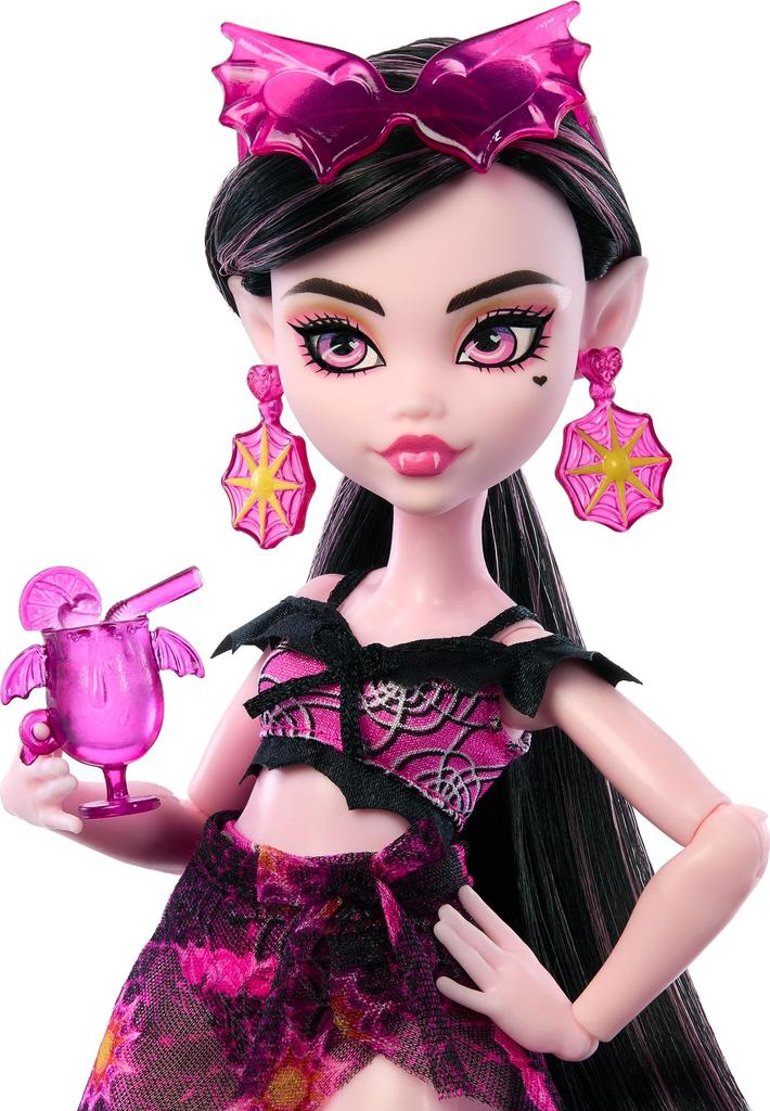 Monster High Scare-adise Island Draculaura Doll with Swimsuit, Sarong and Beach Accessories Like Hat, Sunscreen, and Tote Topaka GJ