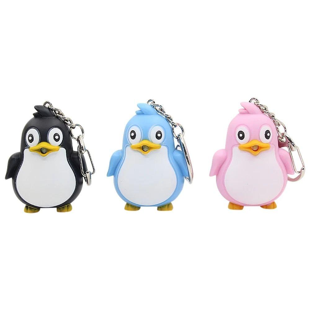 Fun Animal Penguin Keyring LED Torch LED Keychain Sound Light Keychain  Car Key Chain