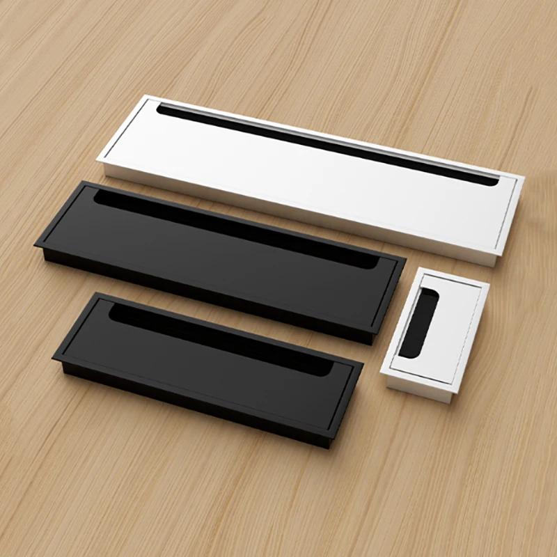 1Pcs Length 80mm-1000mm Aluminum Alloy Hole Cover Furniture Office Ventilation Hole Plug Desktop Hardware Black/Silver