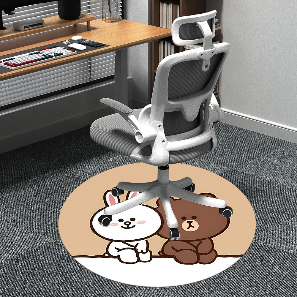 1pc BROWN Bear CONY Office Round Area Rug, Under Office Chairs Bedroom Living Room Home Decor  a1022128
