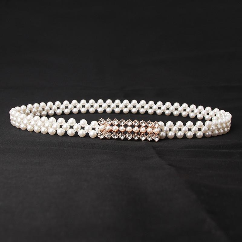 Elegant Pearl Waist Belt For Women With Rhinestones And Adjustable Fit For Summer Casual Wear