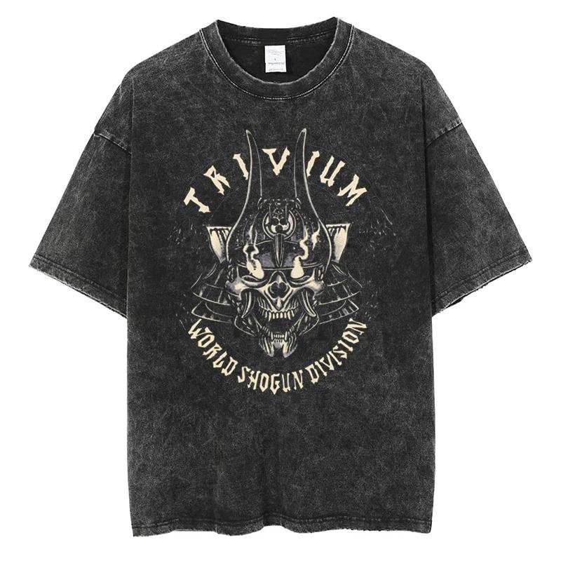 Rock Trivium Shogun Album Tričko Kvalitní Bavlna Oversized Vintage Černé Krátký Rukáv Trička Móda Muži Ženy Streetwear