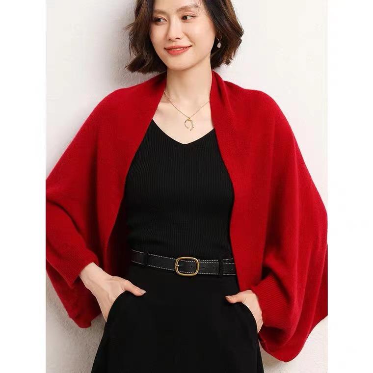 Pure Wool Flat Shawl Scarf - Warm Cashmere Blend Cape