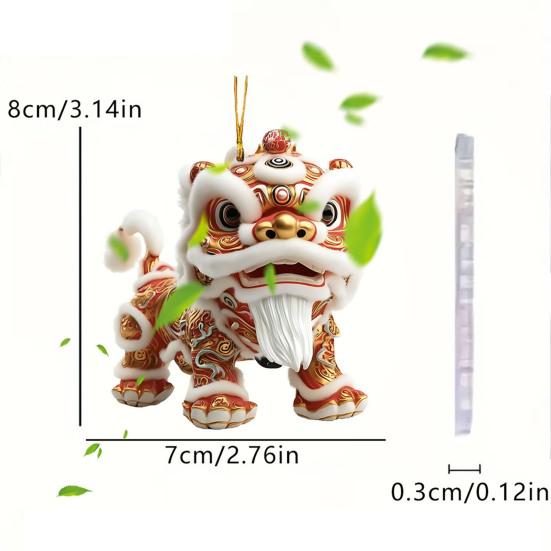 Yousheng Chinese Lion Acrylic Keychain 2D Flat Car Rearview Mirror Charm Car Window Wall Door Tree Holiday Decorations