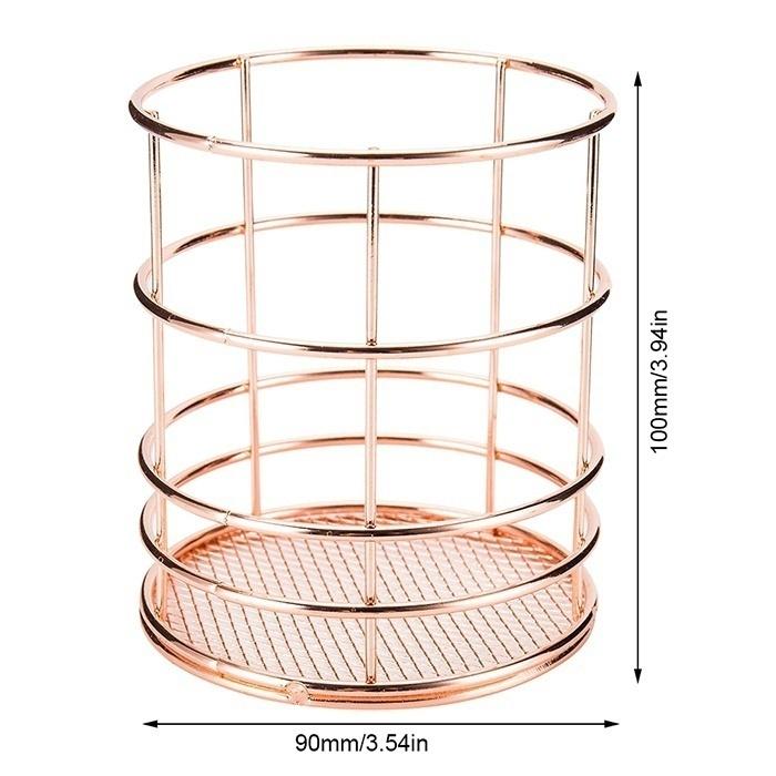 1pcs Rose Gold Hollow Metal Pen Holder Case Organizer Office Desk Stationery Decor