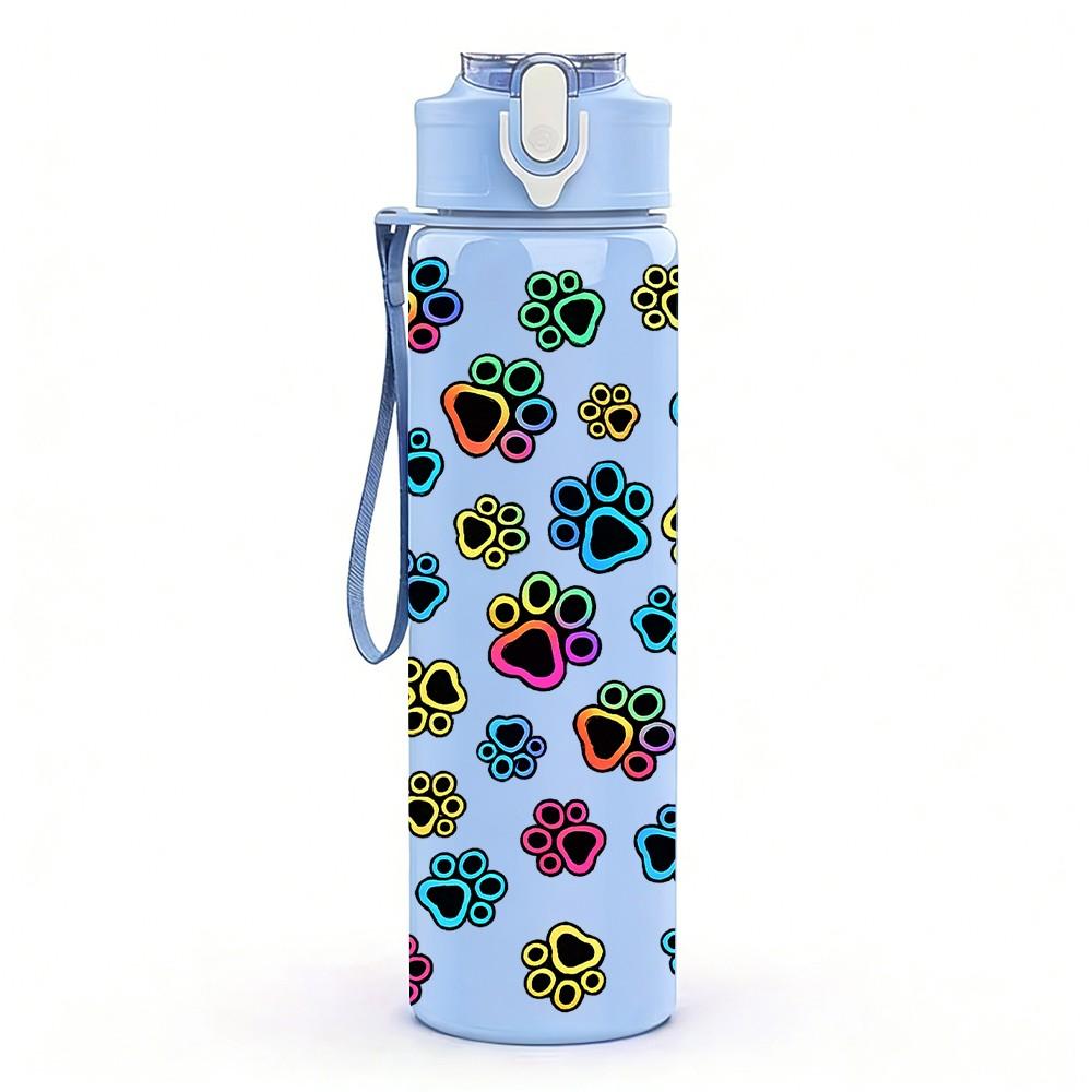 1PC Dense Small Multicolor Flower Print 750ml Color Plastic Sports Water Bottle Leakproof Flip Straw Lid Suitable for Sports Office Home Use