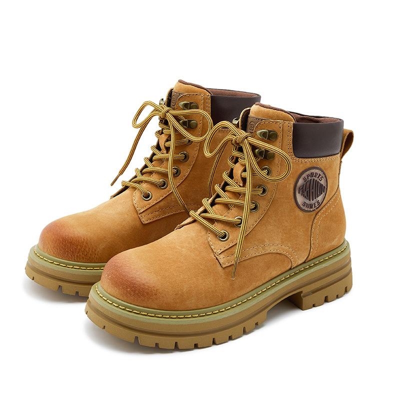 Thick-soled heightening Martin boots women's spring new retro British casual short boots outdoor sports rhubarb boots