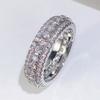 Huitan Fashion Gold Color Wedding Rings Women Full Paved Dazzling Cubic Zirconia High Quality Engagement Bands Zircon Wholesale