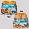 Mens Funny 3D Tropical Beach Sunset Swim Shorts Quick Dry Lightweight Summer Vacation Board Shorts Beachwear Party Gift