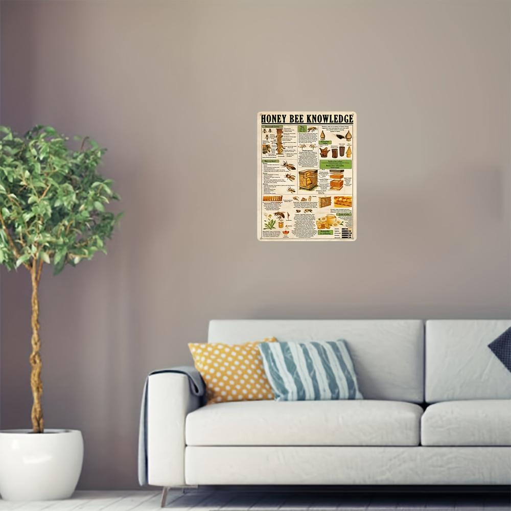 1pc, "Honey Bee Knowledge" Classic Metal Aluminum Sign, Classic Plaque Decoration, Hanging Plaque, Wall/Room/Home/Restaurant