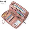 RFID-diebstahlsichere Damenbrieftasche aus PU-Leder, großes Fassungsvermögen, lang und elegant mit mehreren Kartenfächern.