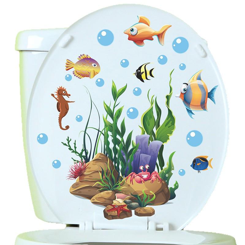 Creative Cartoon Marine Life Self-Adhesive Bathroom Wall Sticker