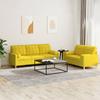 Vidaxl 2-Cz. Living Room Set With Cushions, Light Yellow, Fabric