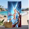 Erling Haaland Personalized Printed Beach Towel Soccer Logo Support Custom Name Text Absorbent Towel For Sport Travel Special Gift