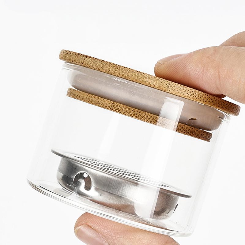Nail Art Thickened Glass Brush Washing Crystal Cup Stainless Steel Mesh Filter Cup Light Therapy Brush Cleaning Tool