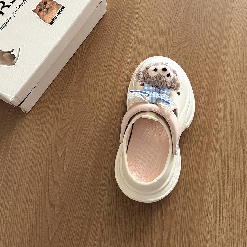 Cute shit-stepping Sherry Mei non-slip thick-soled women's hole shoes spring and summer new outer wear color matching bag head slippers