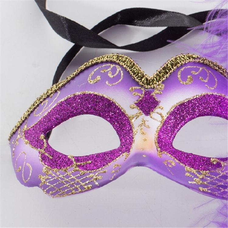Damen Maskerade Maske Federdekoration mit Blume, Augenmaske Halbgesichtsmaske für Halloween Cosplay Maskerade