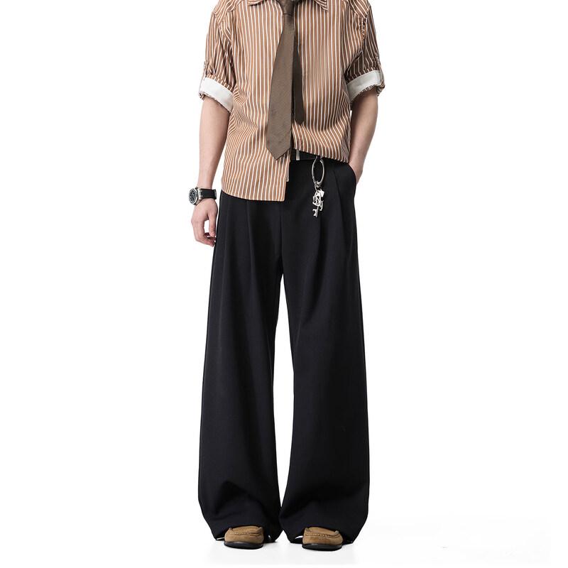 OWOXA Men's Double-Pleated Straight-Leg Trousers