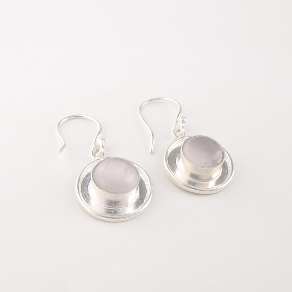 Selenite Gemstone 925 Solid Silver Jewelry Earrings 1.40" For Mother's Day Gift EE-4-50