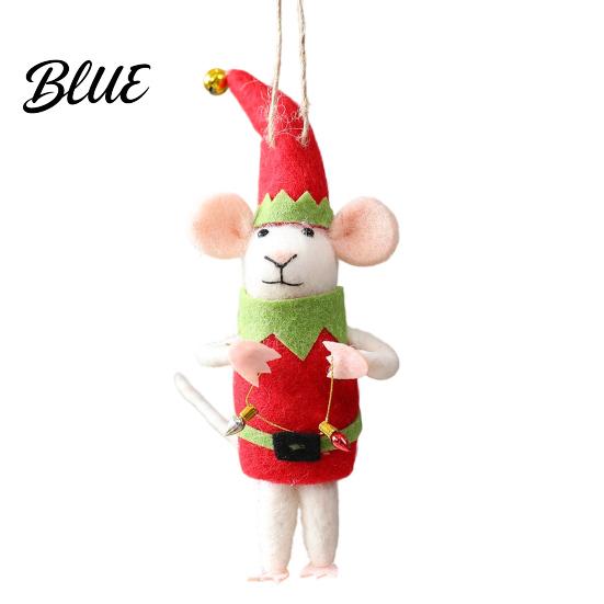 Charming Christmas Tree Decoration Cute Handmade Wool Mouse Ornament Embellishments Felt Mice Hanging Needle Ornament