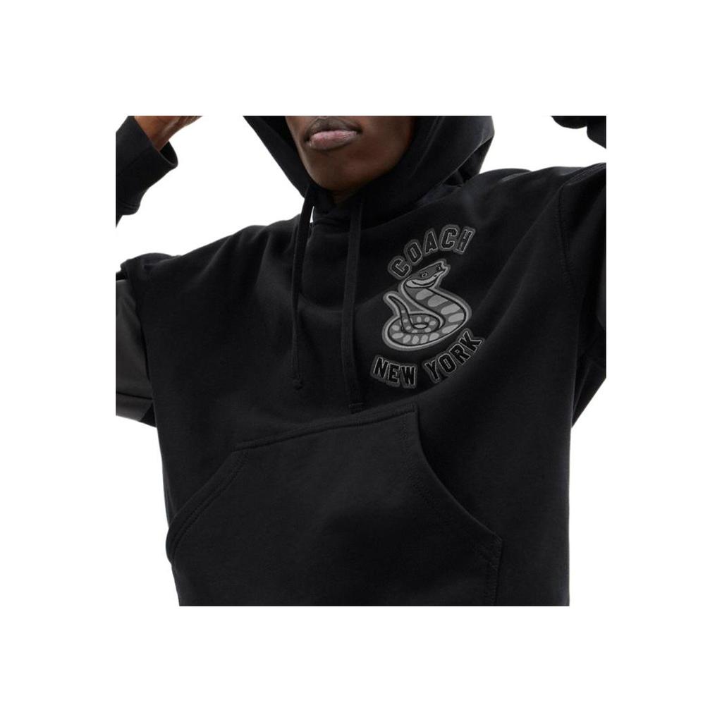 Coach Solid Color Cotton Pattern Hooded Long Sleeve Sweatshirt Men Sweatshirt Black CW706-BLK