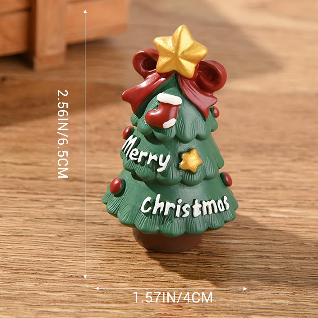 Personalized Resin Christmas Ornament Creative Mini Xmas Tree Santa Snowman Figurines Suitable for School Shop