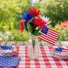 Yousheng Independence Day UV Resistant Faux Flowers, 4th of July Artificial Flower, 250th Anniversary Artificial Bouquet, Red White Blue Patriotic