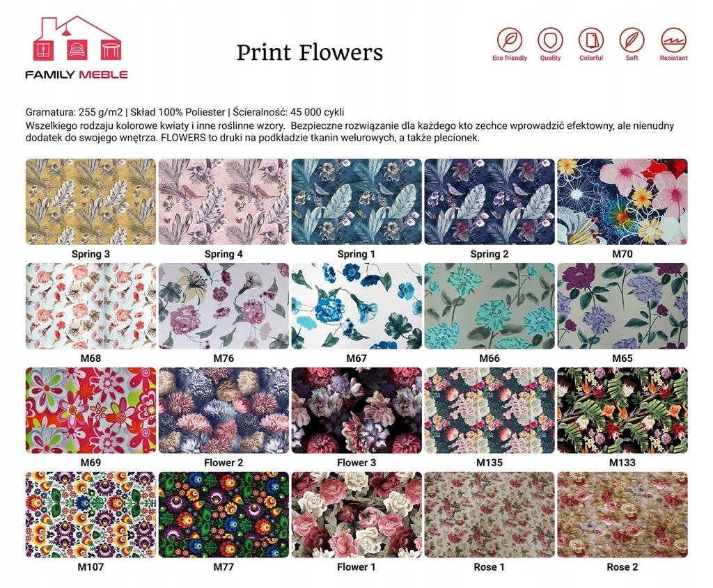 ARI PRINT Wing Chair with Footrest Scandinavian Family Meble Cornflowers