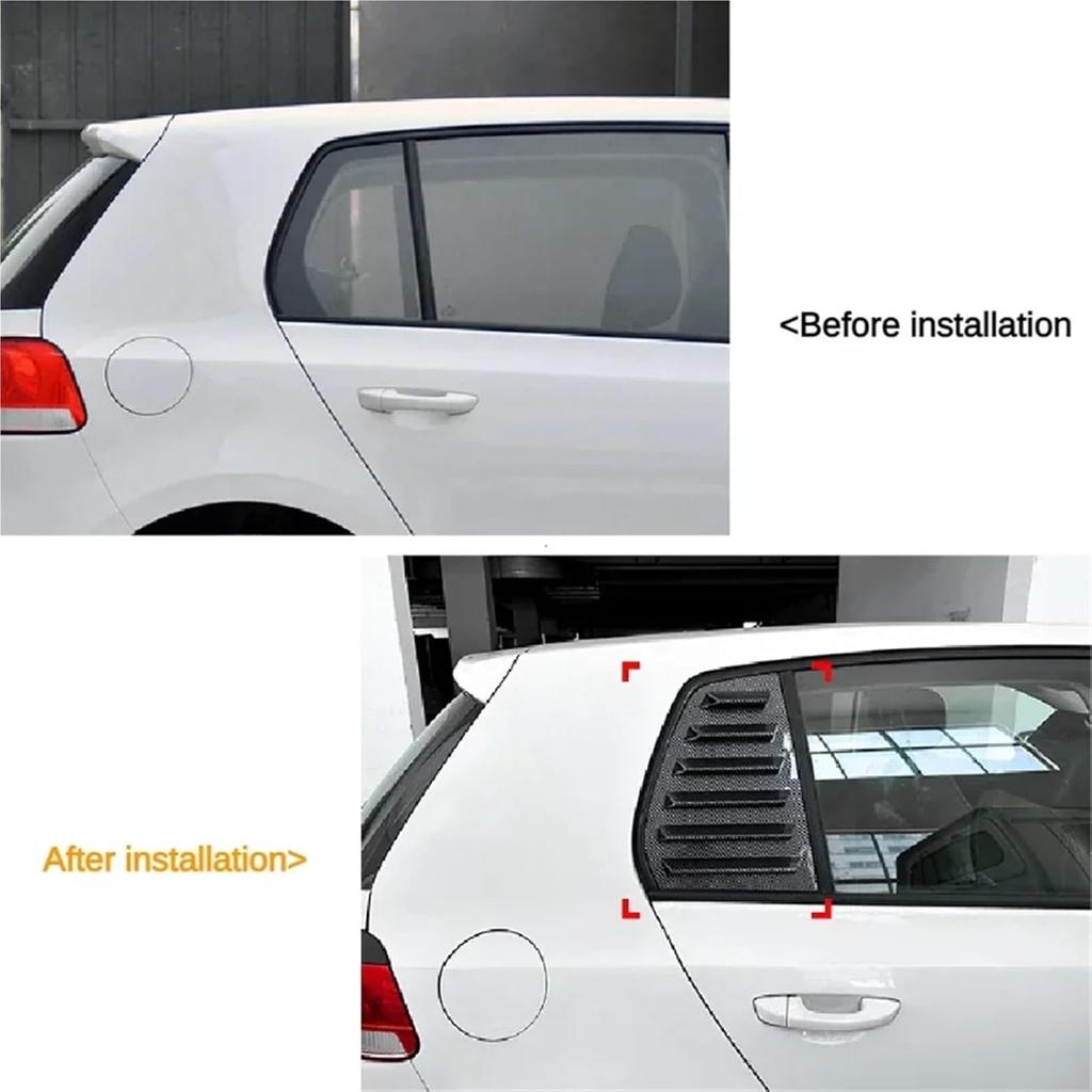 Compatible with VW Accessories Golf 6 MK6 GTI R GTD 2008-2012 Rear Side Window Louvers Air Vent Scoop Shades Sticker Car Accessories(Black)