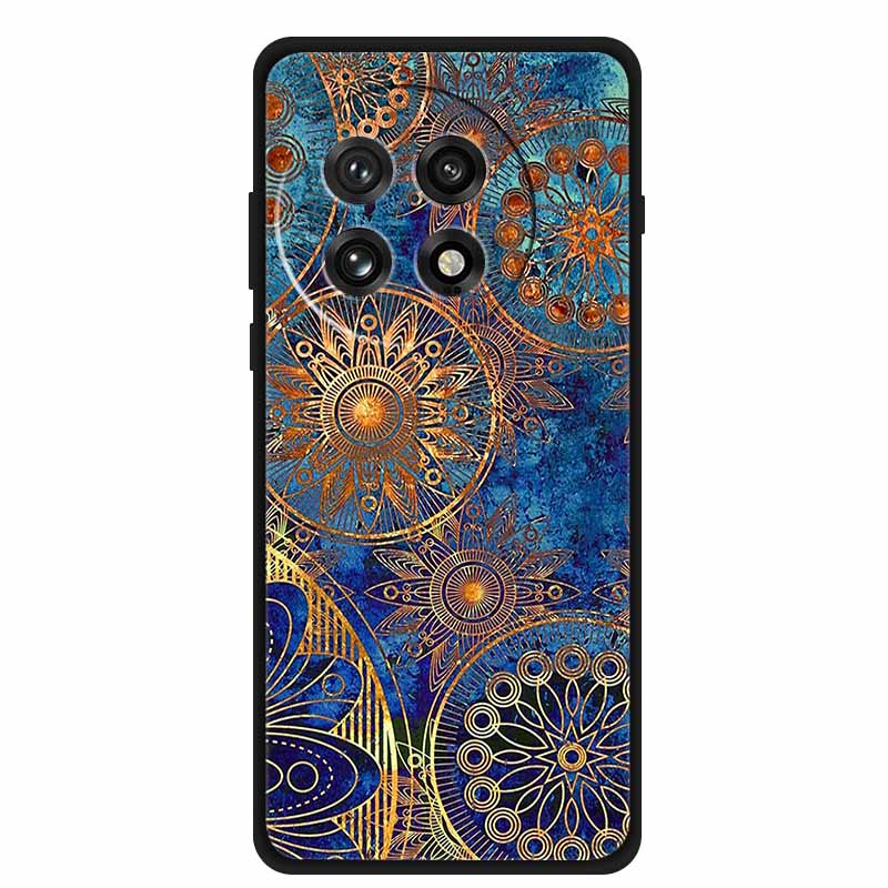 Funda For OnePlus13 5G Case OnePlus 13R Black Silicone Soft Flower Fashion TPU Back Cover For OnePlus13 13R Case Protective Capa