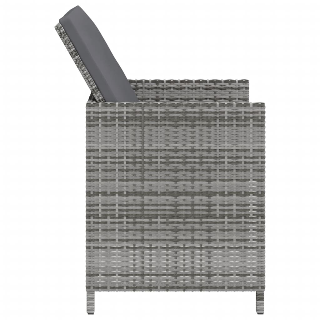 4 Piece Garden Chair and Footstool Set Grey Poly Rattan