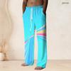 Mens Plus Size Drawstring Waist Colorful Printed Straight Leg Full Length Beach Pants