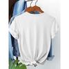 European Size Summer Hand-Painted Floral Printed Round Neck Short Sleeve T-Shirt